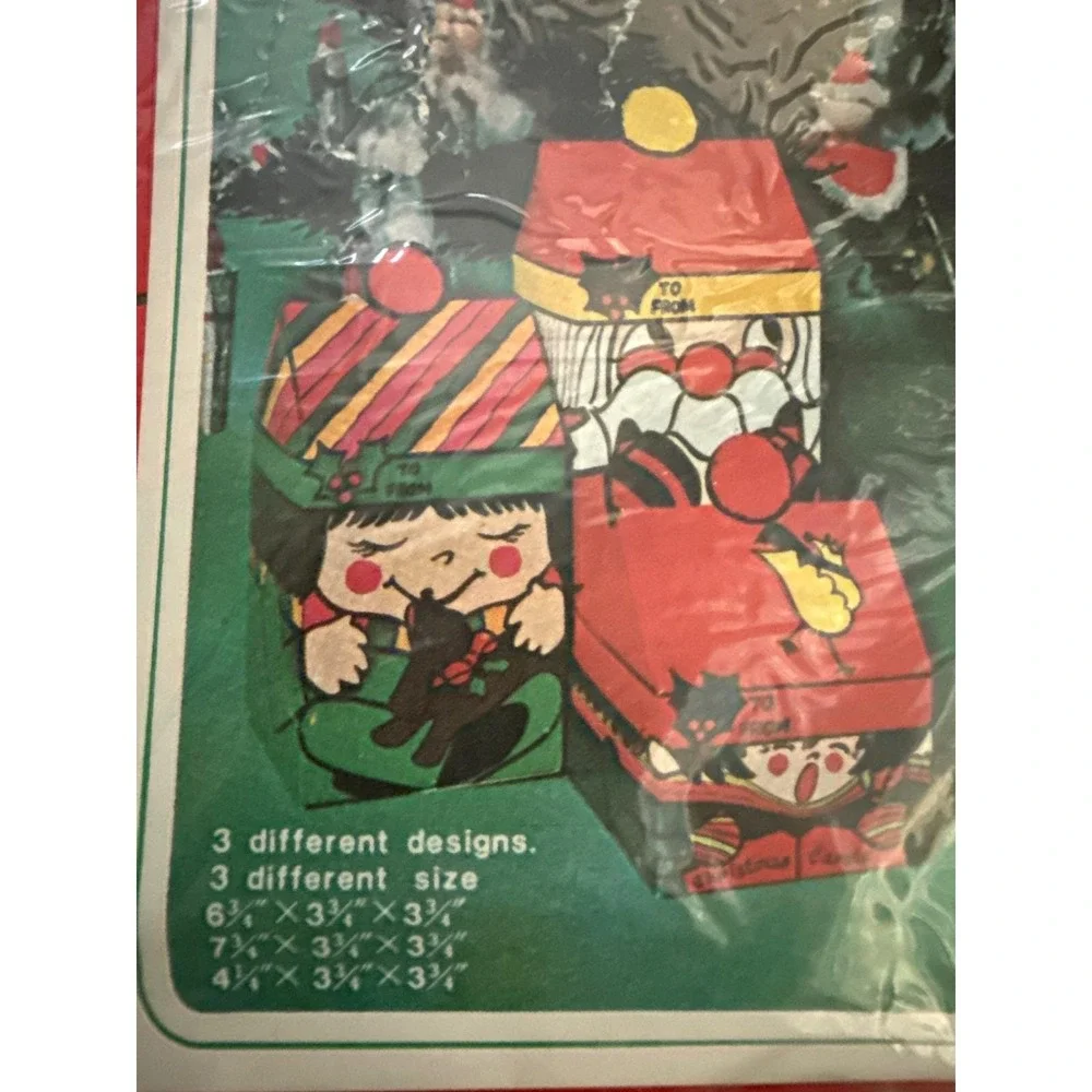 Christmas Goodie Boxes 3 Instant Gift Wraps Cookie‎ Containers Japan NOS Vintage